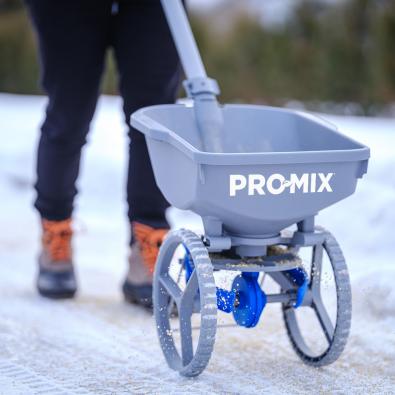 ProMix Premium Seed Spreader: All season, Rubberized wheels, Works with ice melter - GrowDaddy
