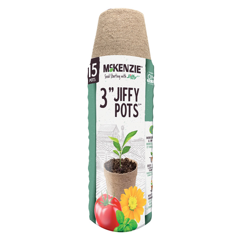 MCKENZIE SEEDS McKenzie Jiffy Pots 3" Rd, 15 Pack - GrowDaddy