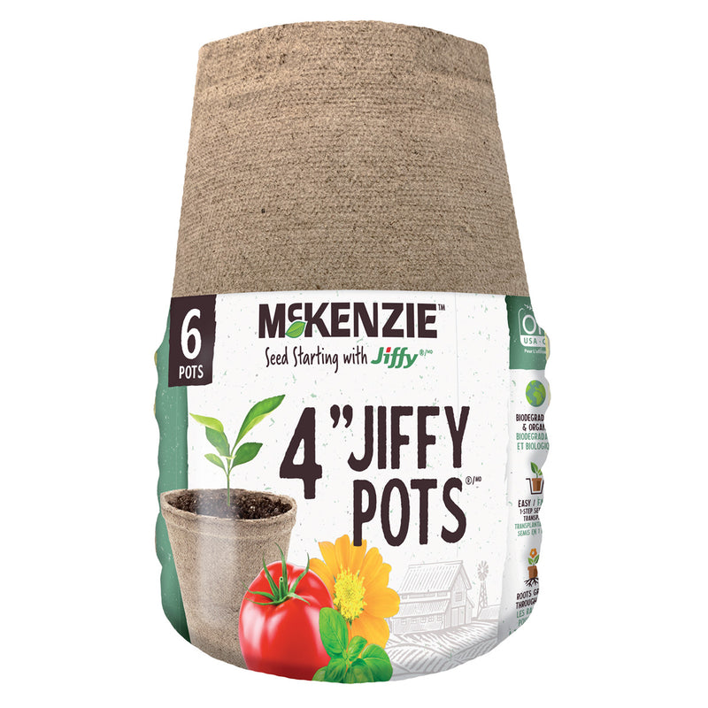 MCKENZIE SEEDS McKenzie w Jiffy Pots 4" Rd, 6 pack - GrowDaddy