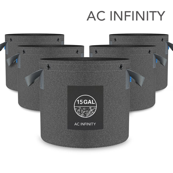 AC INFINITY Heavy Duty Fabric Pots 5-Pack With Handles and Training Loops ( All Sizes ) - GrowDaddy