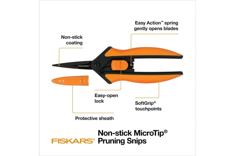 Fiskars Non-Stick Micro-Tip Pruning Snip - GrowDaddy