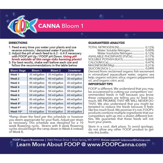 FOOP Canna Bloom 1 - Organic Plant Nutrients - GrowDaddy