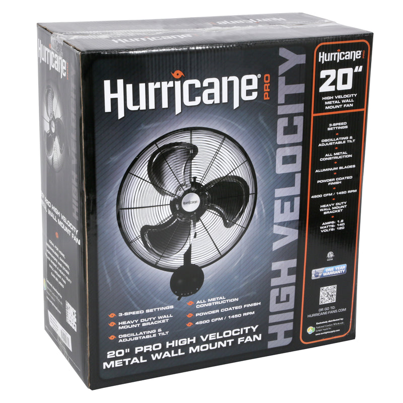 Hurricane: Pro High Velocity Oscillating Metal Wall Mount Fan 20 in - GrowDaddy