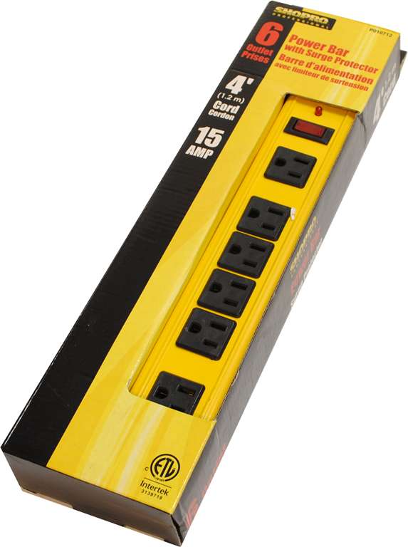 14/3 SJT 6-Outlet Power Bar Surge Protector Metal - GrowDaddy