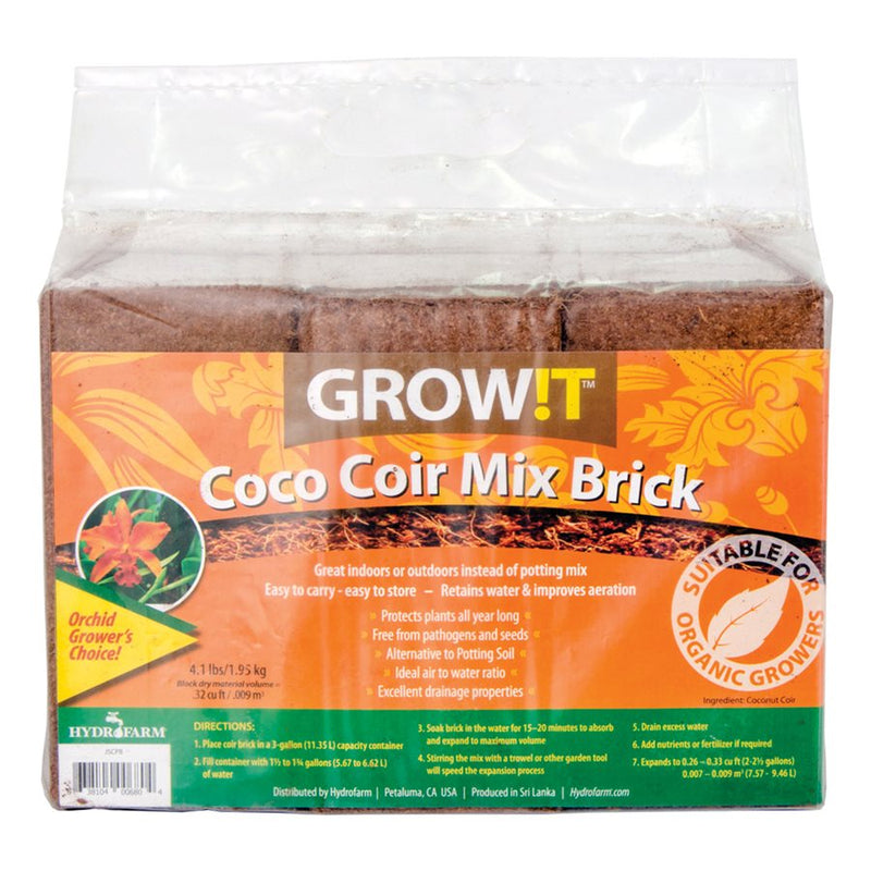 Grow IT: CoCo Coir Mix 2.5CF 4.5 KG Brick - GrowDaddy
