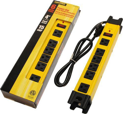 14/3 SJT 6-Outlet Power Bar Surge Protector Metal - GrowDaddy