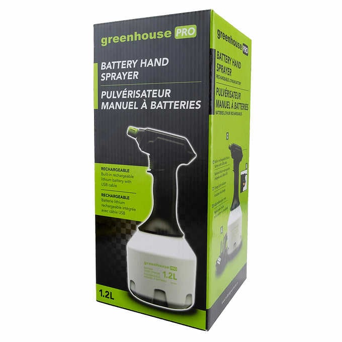 1.2L Battery-Powered Hand Sprayer, Adjustable Spray/Mist - GrowDaddy